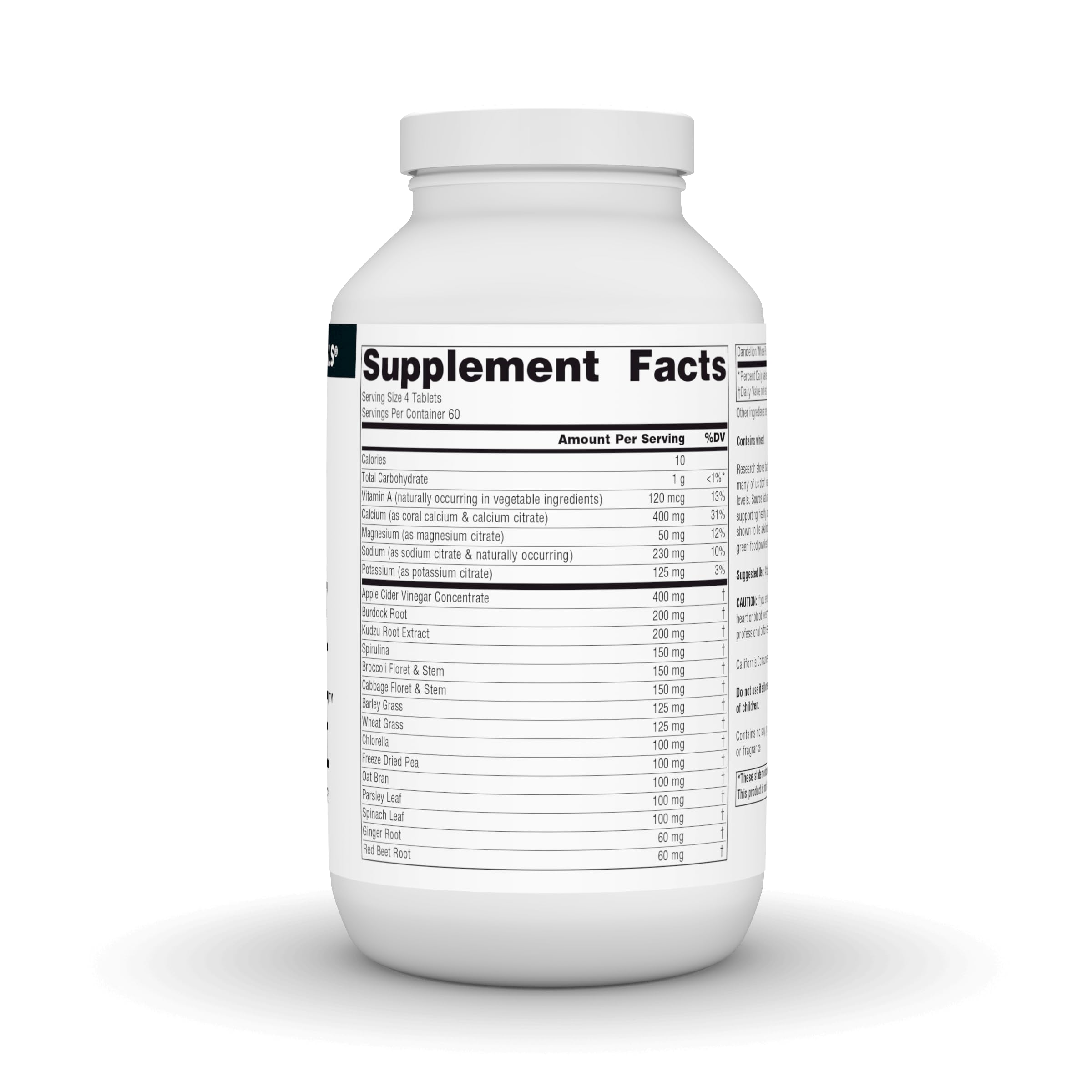 Illustration of mineral citrates and coral calcium in the supplement
