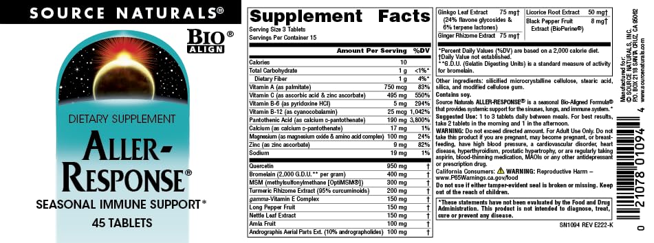 Tablets from Aller-Response supplement arranged in a row