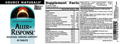 Tablets from Aller-Response supplement arranged in a row