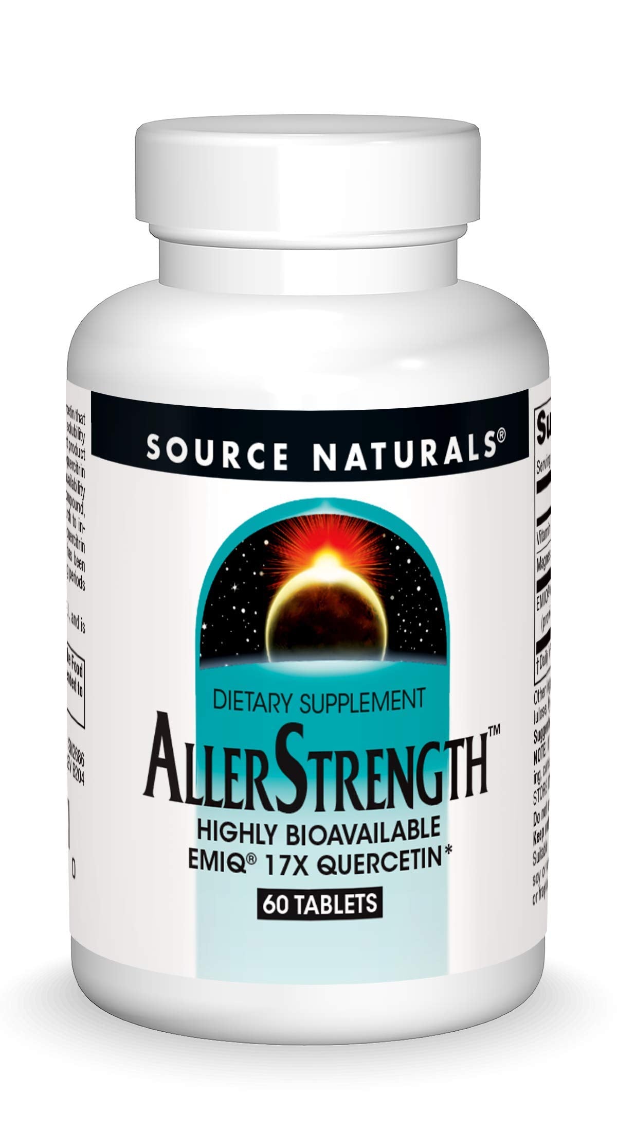 Front view of Source Naturals AllerStrength 60-tablet bottle