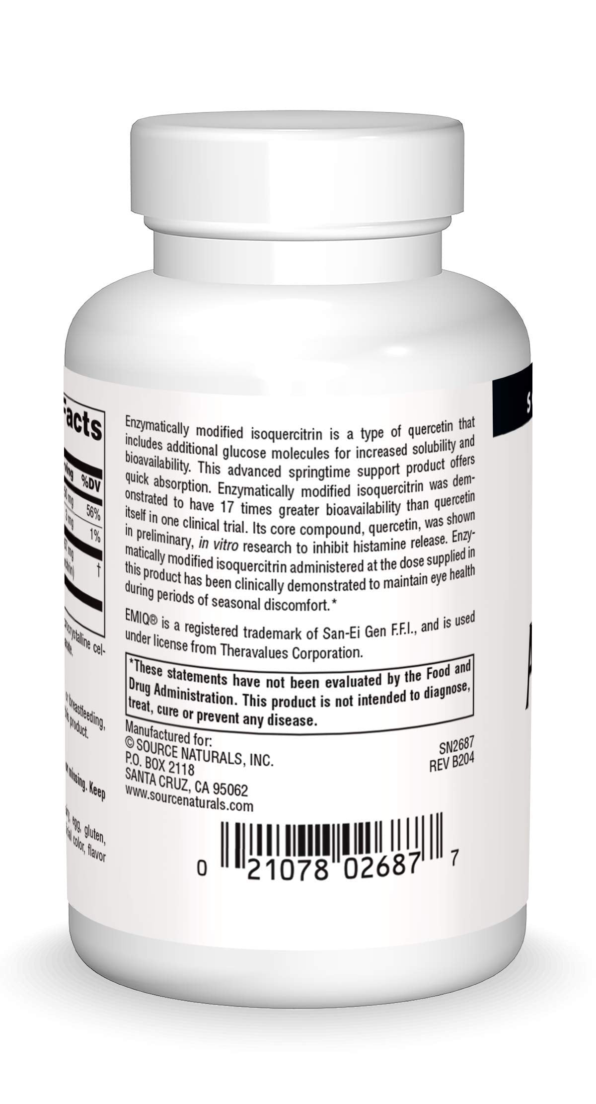 Close-up of AllerStrength EMIQ Quercetin label