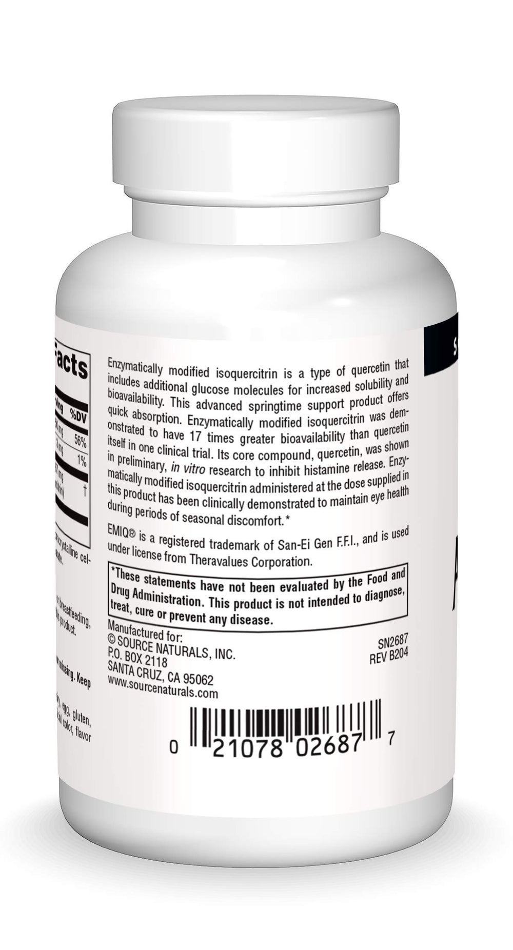 Close-up of AllerStrength EMIQ Quercetin label