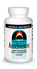 Bottle of Source Naturals AllerStrength fast-acting seasonal immune support (30 tablets)