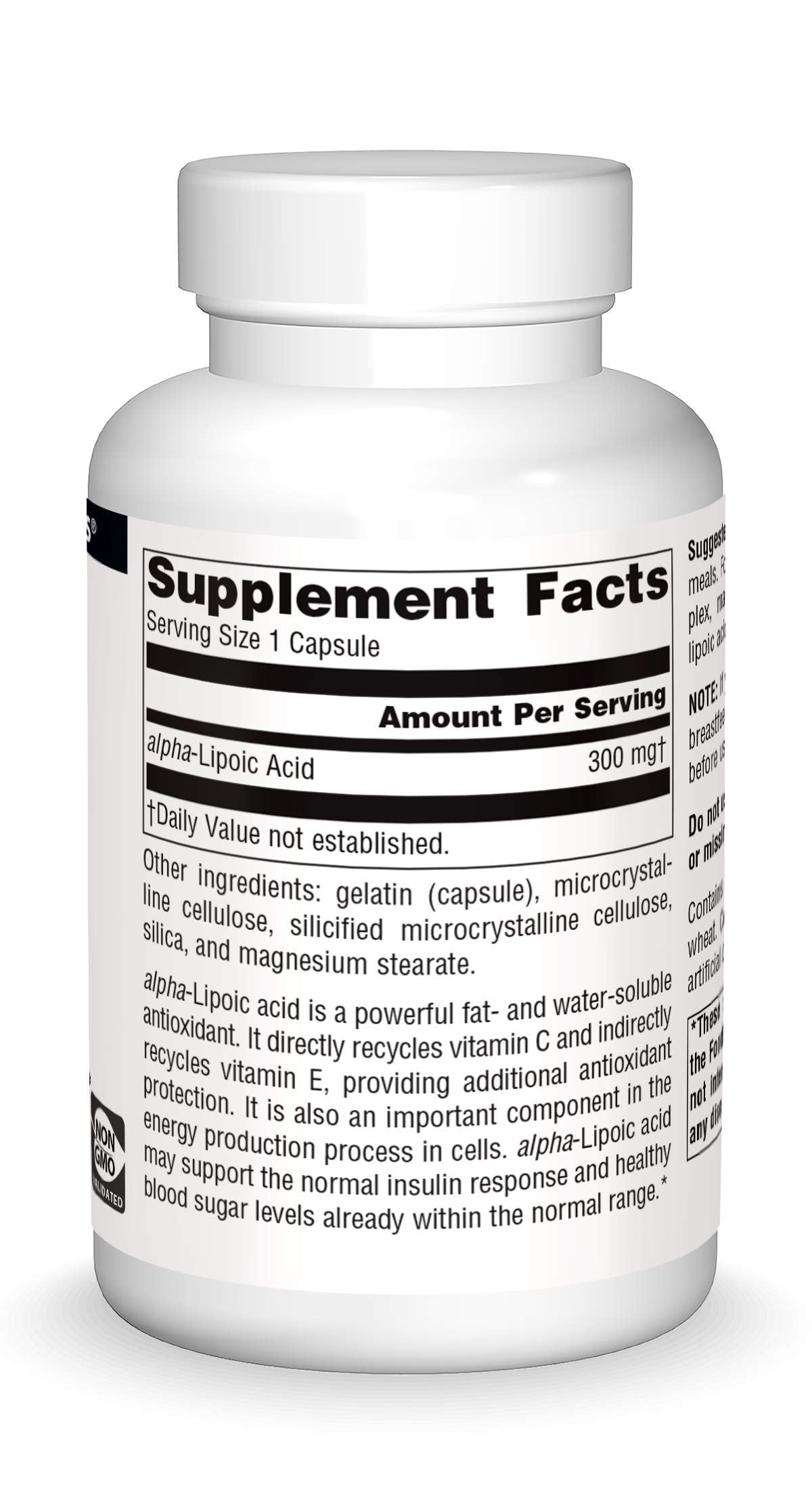 Bottle of Source Naturals Alpha Lipoic Acid 300 mg 120 capsules