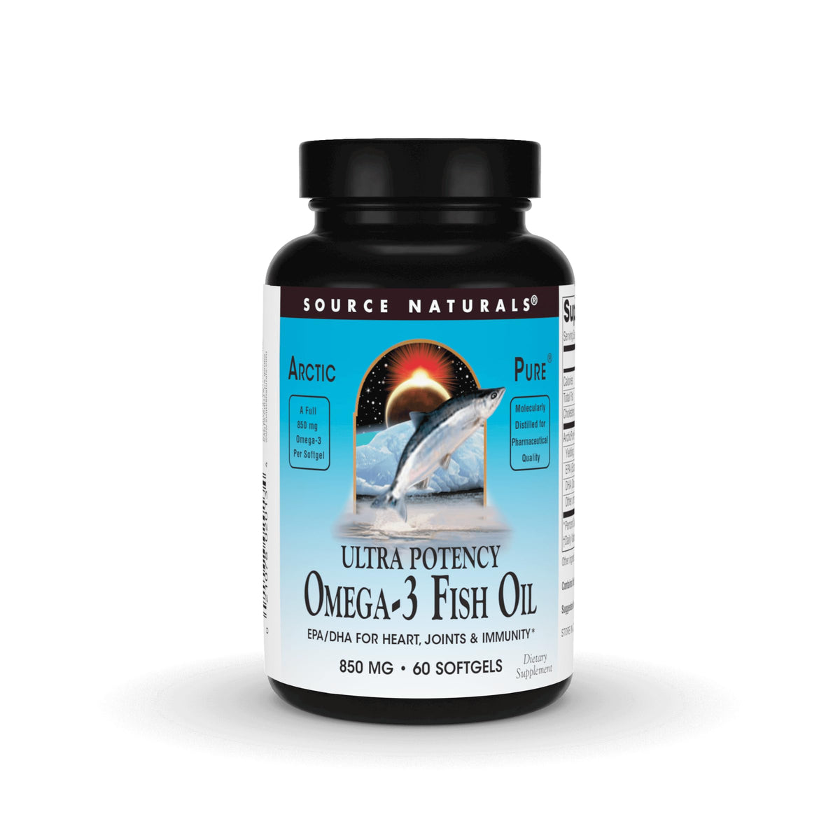 Bottle of Source Naturals ArcticPure Omega-3 850 mg, 60 softgels