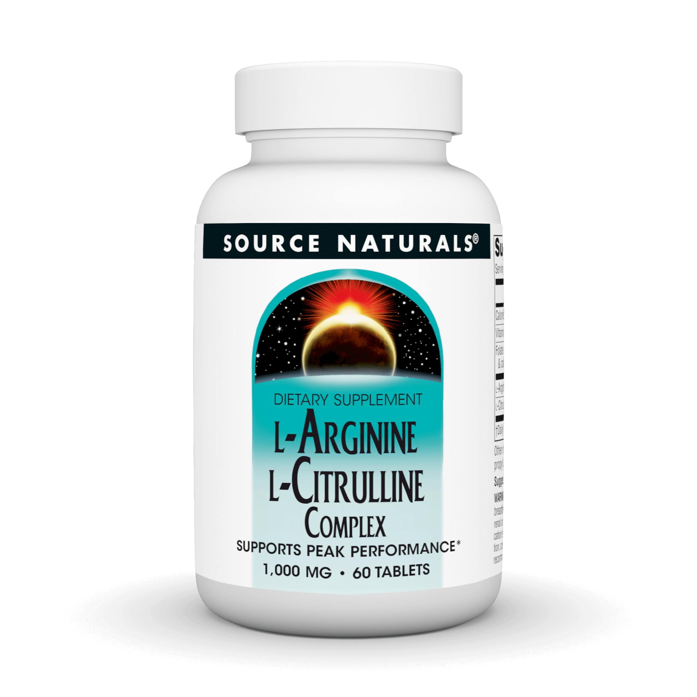 Bottle of Source Naturals L-Arginine L-Citrulline Complex 1000mg with 60 tablets