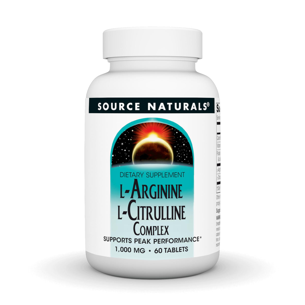 Bottle of Source Naturals L-Arginine L-Citrulline Complex 1000mg with 60 tablets