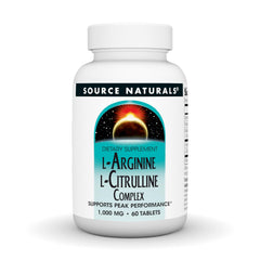 Bottle of Source Naturals L-Arginine L-Citrulline Complex 1000mg with 60 tablets