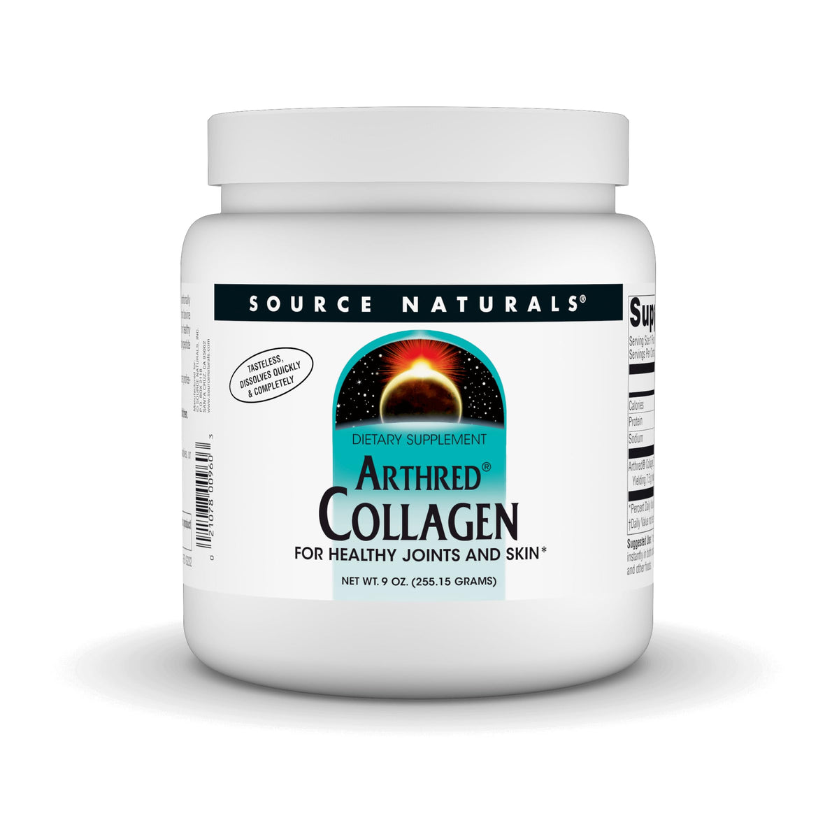 Source Naturals Arthred Collagen Powder bottle, unflavored, 9 oz front view