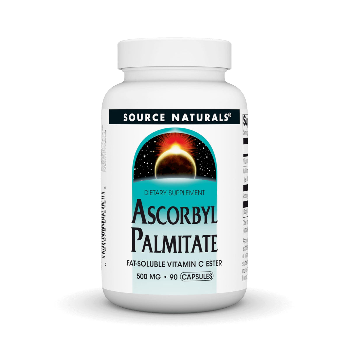 Front view of Source Naturals Ascorbyl Palmitate 500mg bottle