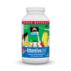 Front view of Source Naturals Attentive Child Chewable Wafers bottle