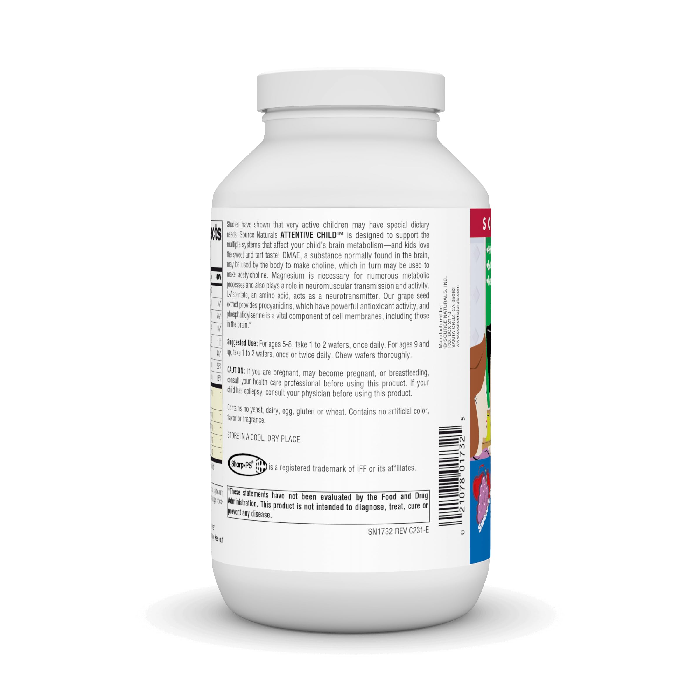 Nutrition facts panel of Attentive Child Wafers