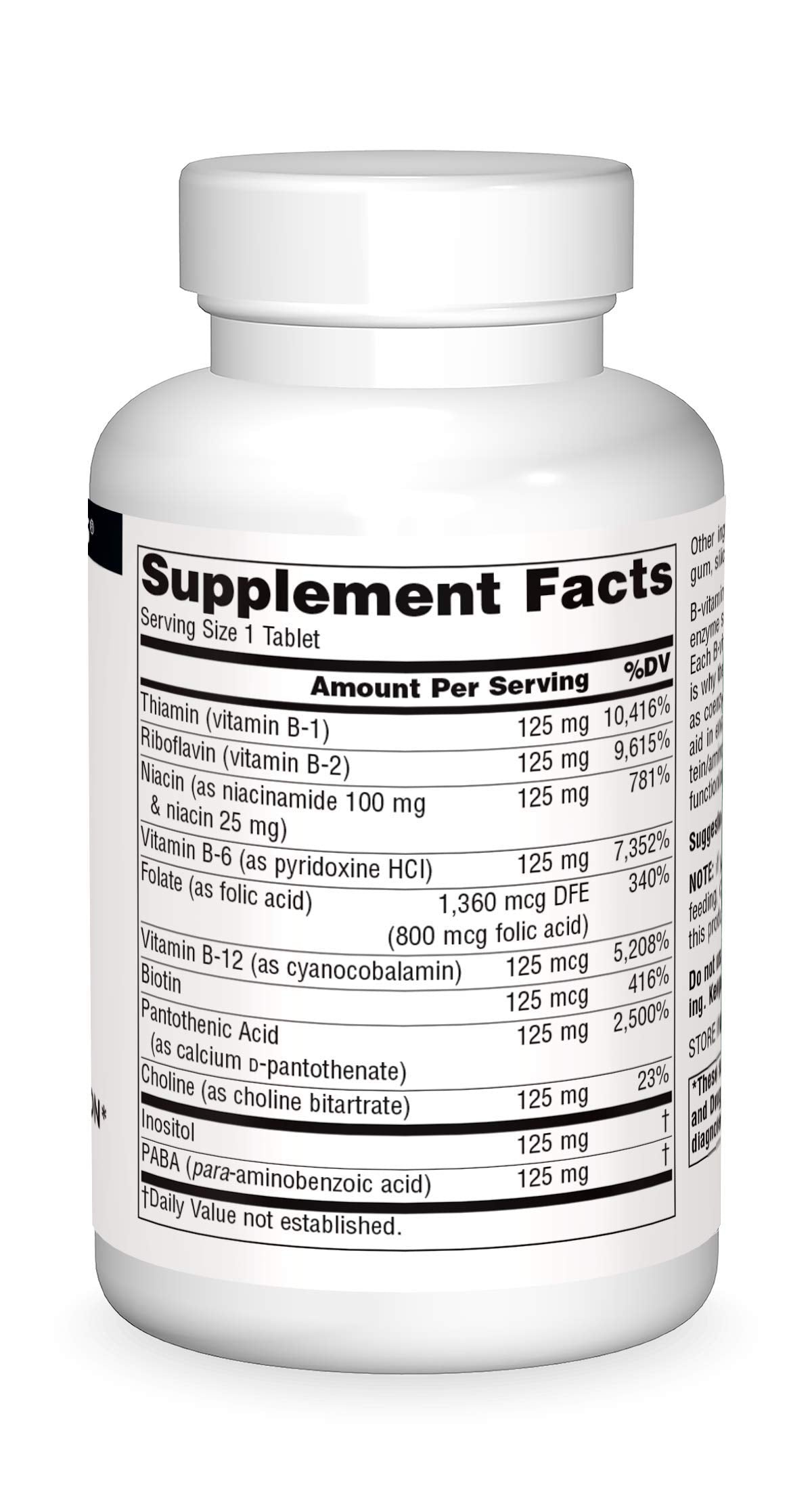 Packaging for Source Naturals B-125 highlighting energy support