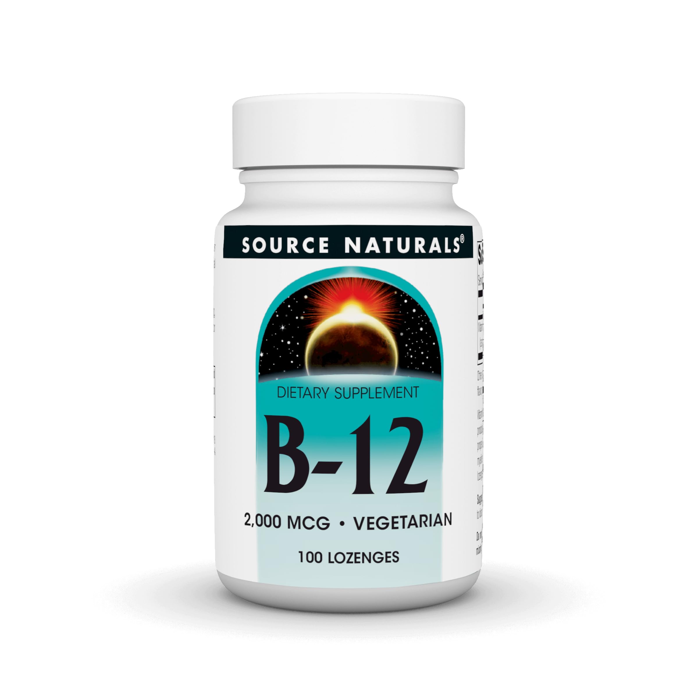 Bottle of Source Naturals Vitamin B-12 2000 mcg lozenges