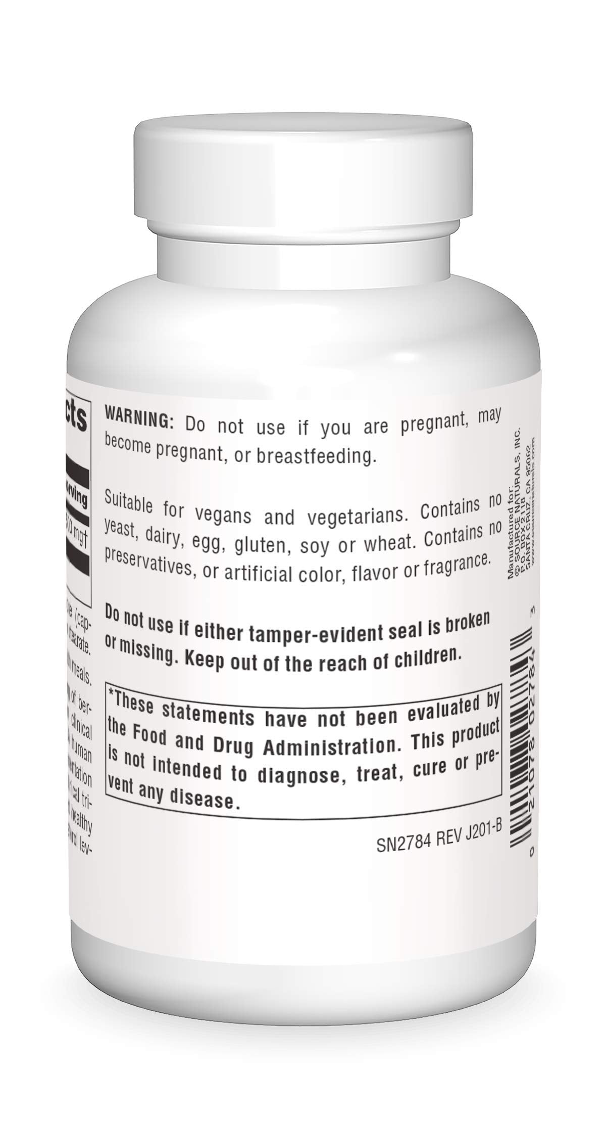Close-up of berberine hydrochloride information on label