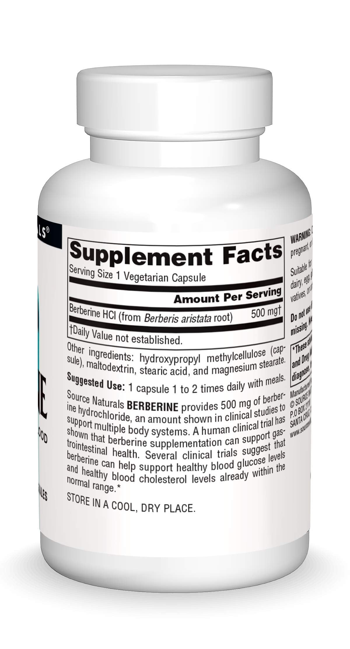 Vegetarian capsules bottle of Source Naturals Berberine (30 count)