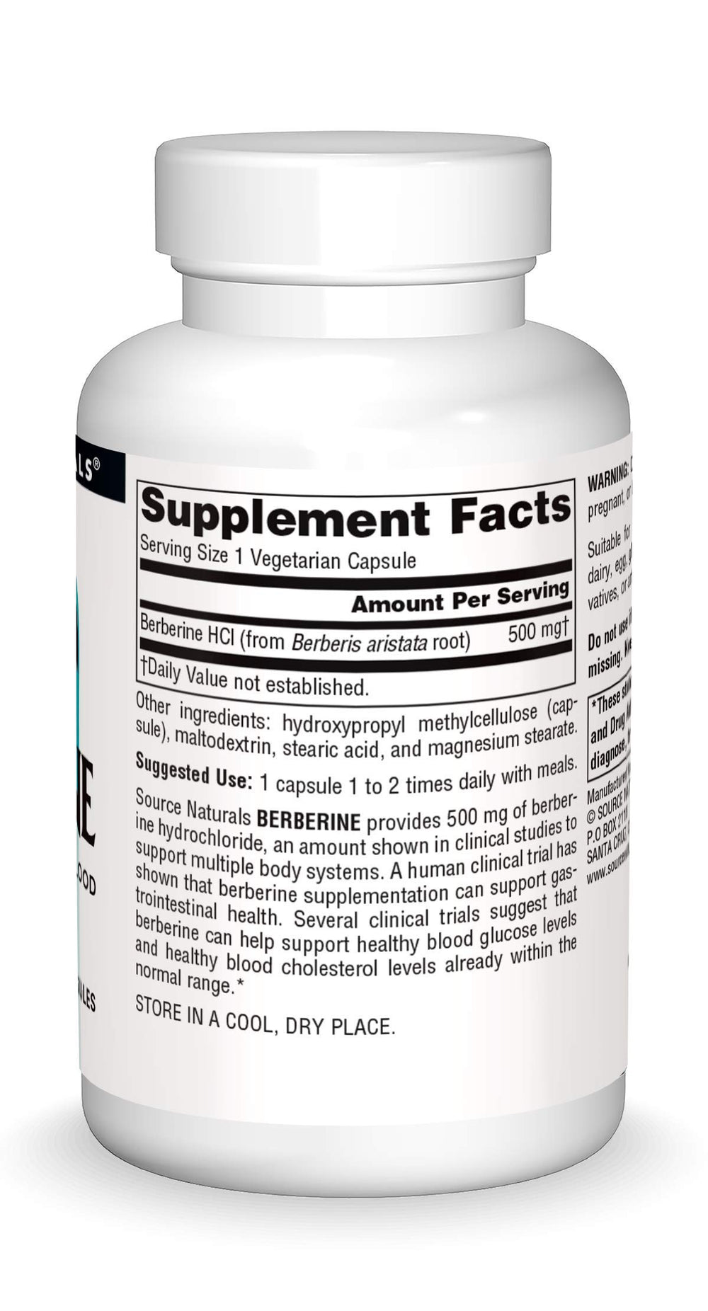 Vegetarian capsules bottle of Source Naturals Berberine (30 count)