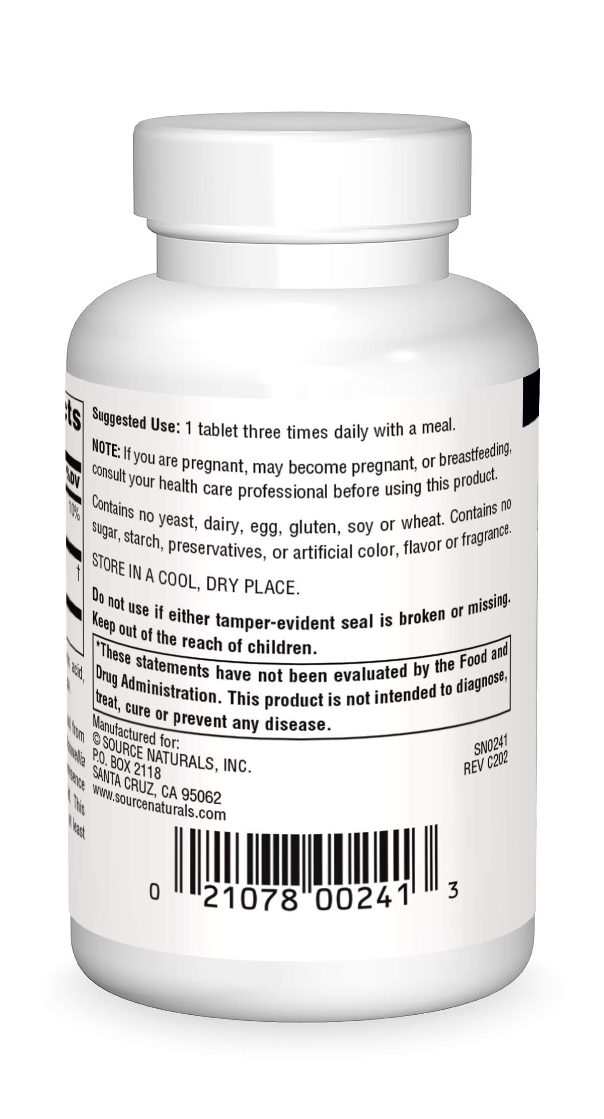 Boswellia extract 243 mg ingredients close-up