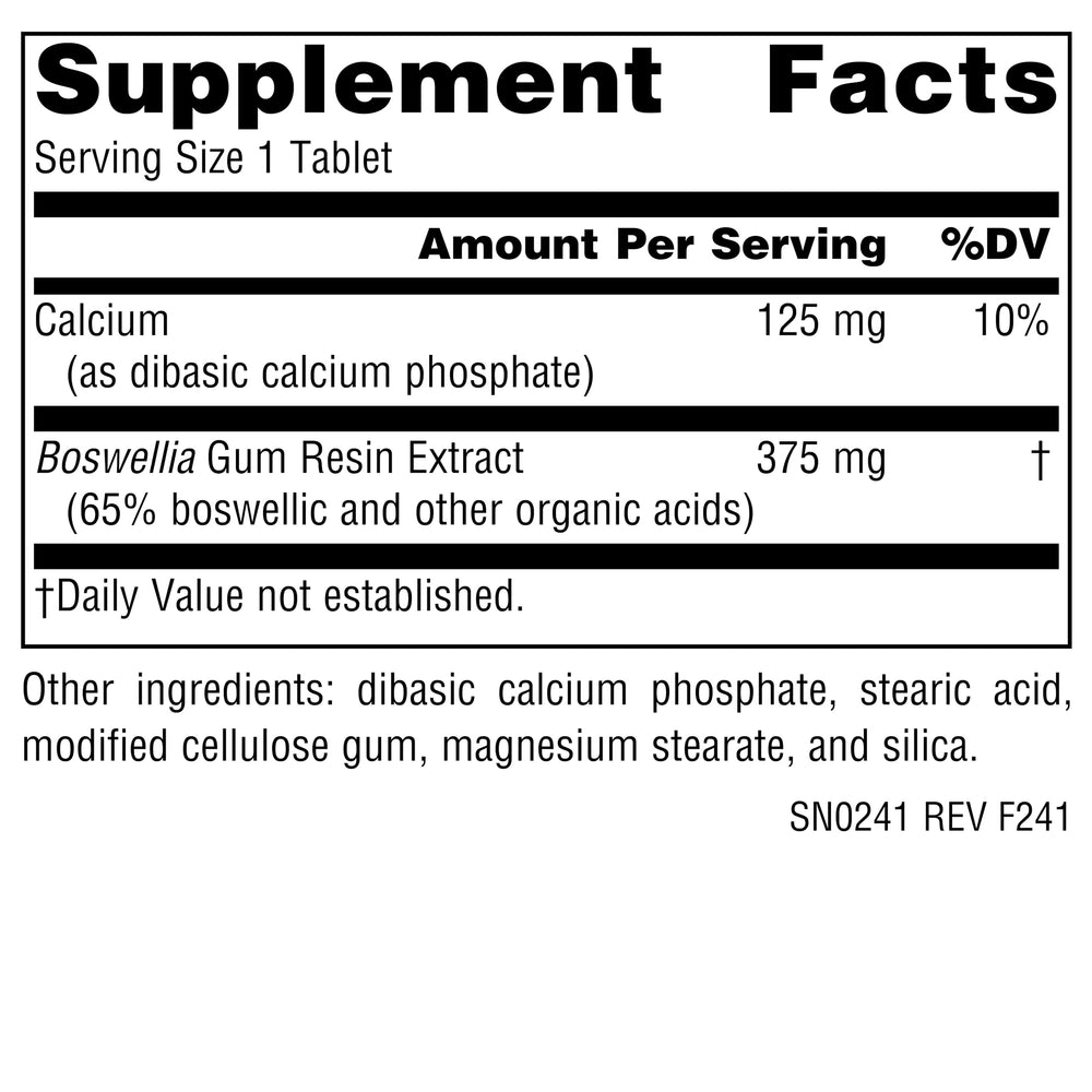 50-tablet bottle of Boswellia dietary supplement