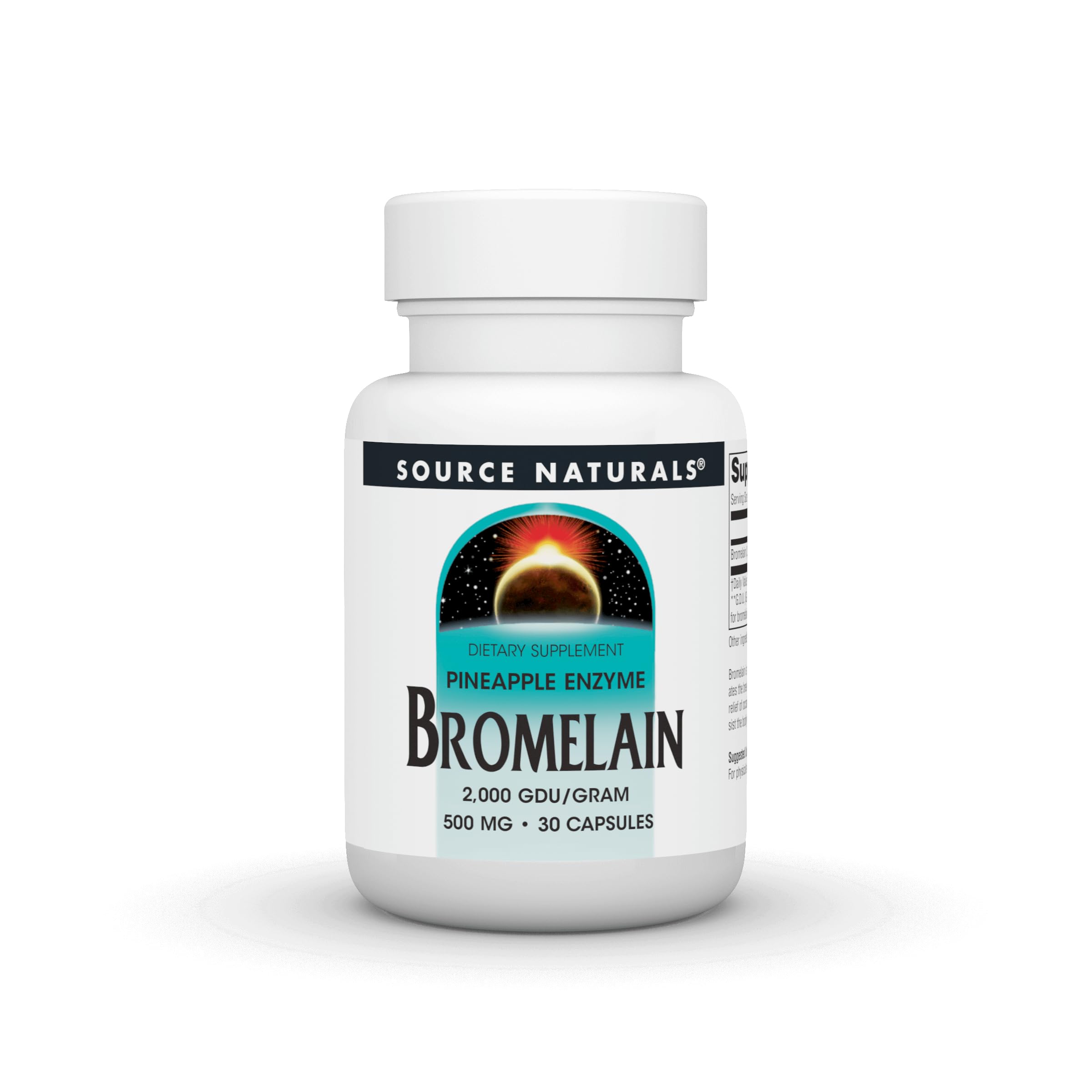 Source Naturals Bromelain 2000 GDU/g Pineapple Enzyme 30 Capsules bottle