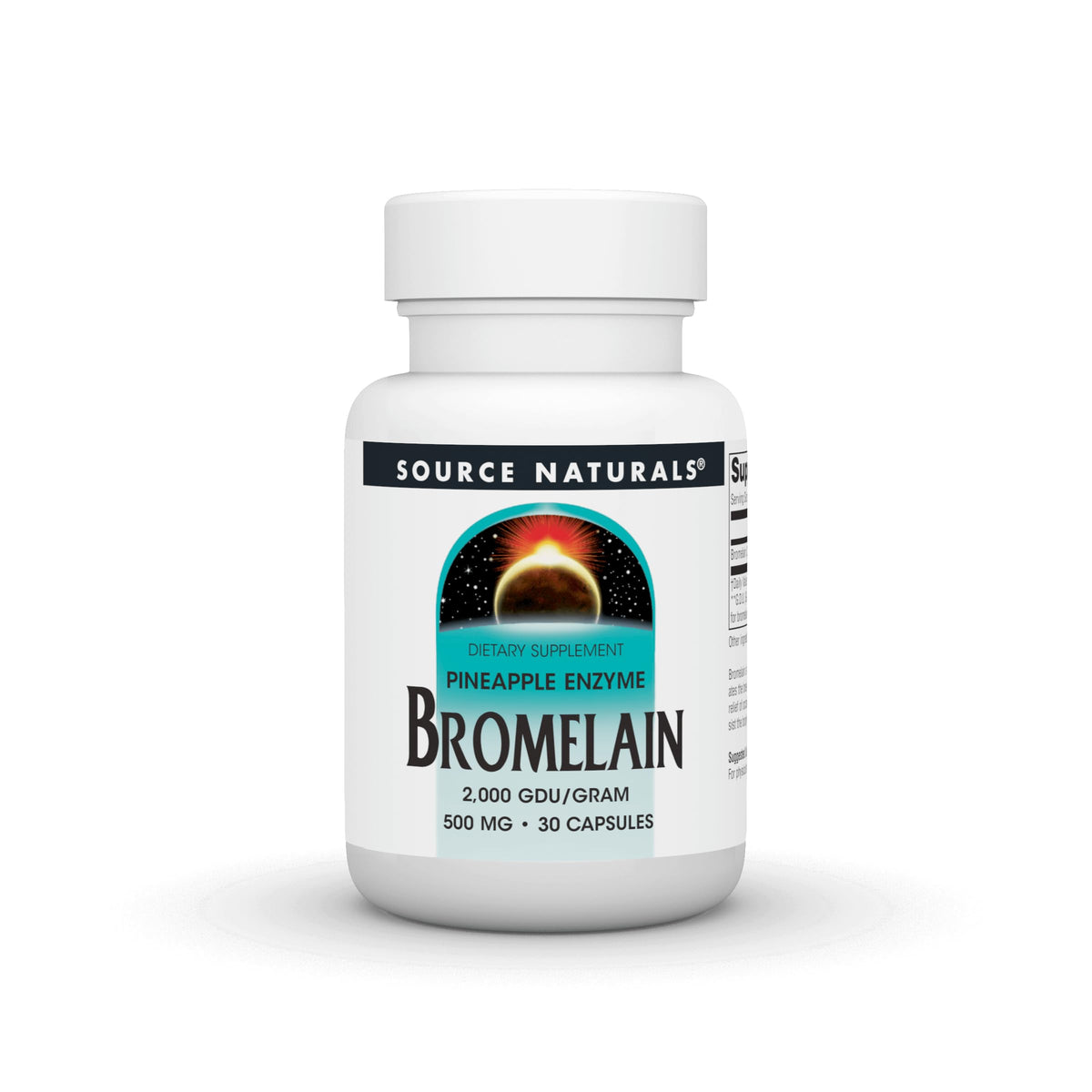 Source Naturals Bromelain 2000 GDU/g Pineapple Enzyme 30 Capsules bottle