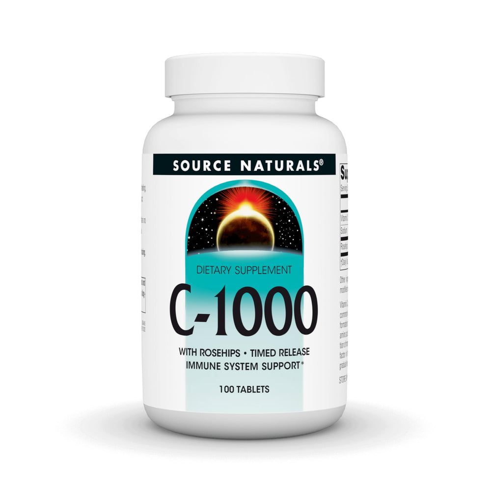 Bottle of Source Naturals C-1000 with Rose HIPS 1000 mg – front label
