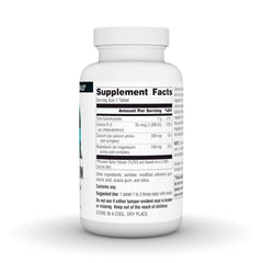 Close-up of product label for Source Naturals Calcium & Magnesium with Vitamin D-3