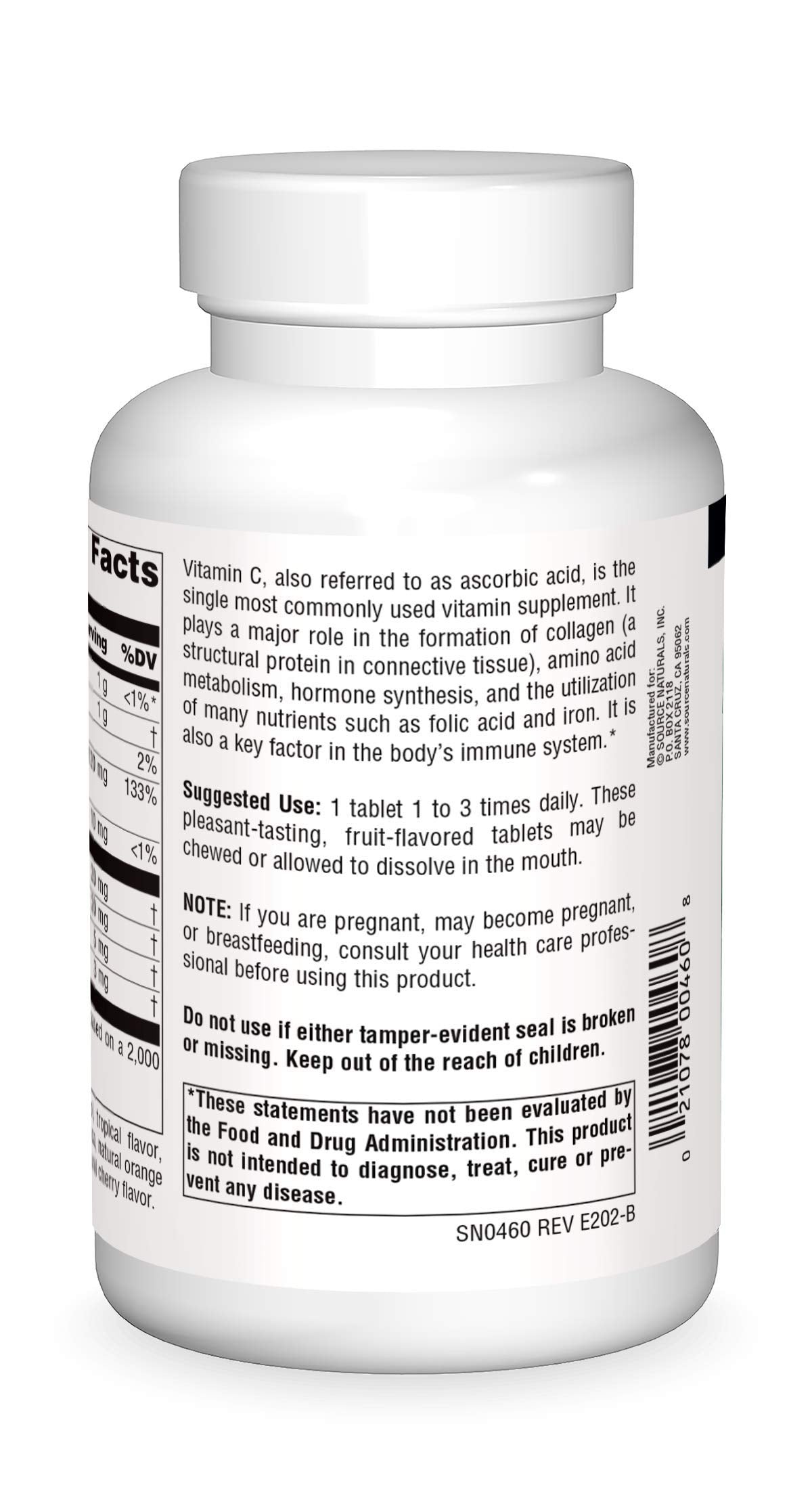 Close-up of orange-flavored chewable Vitamin C tablets