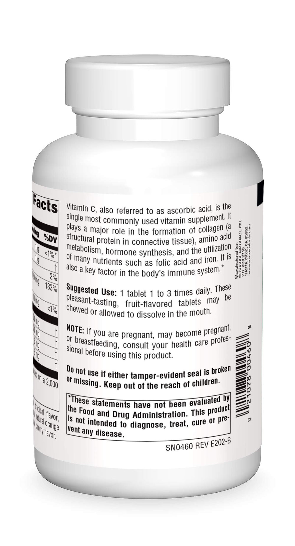 Close-up of orange-flavored chewable Vitamin C tablets