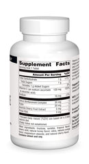 Nutrition facts label for Source Naturals Chewable C Acerola Cherry