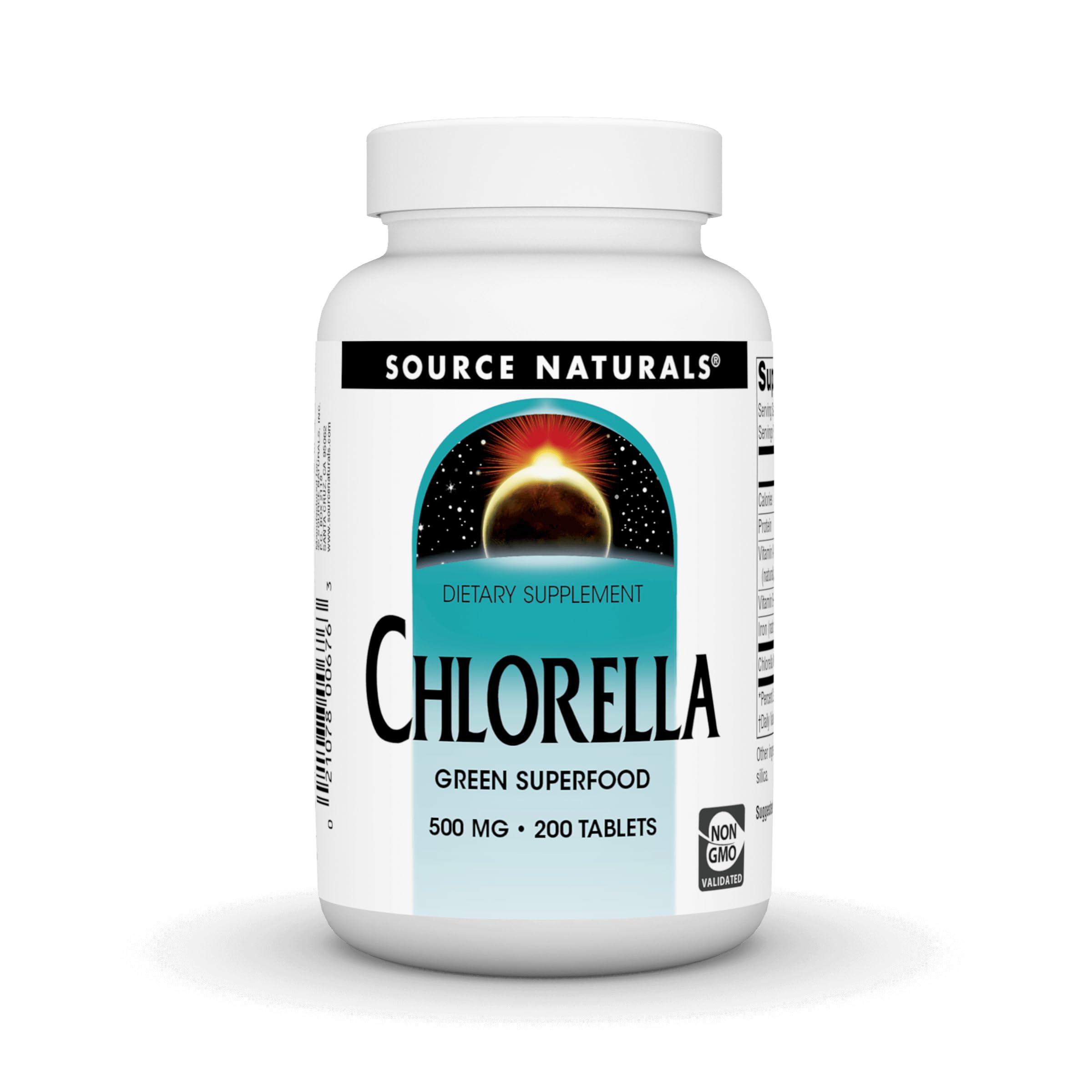 Bottle of Source Naturals Chlorella 500 mg Green Superfood - front view