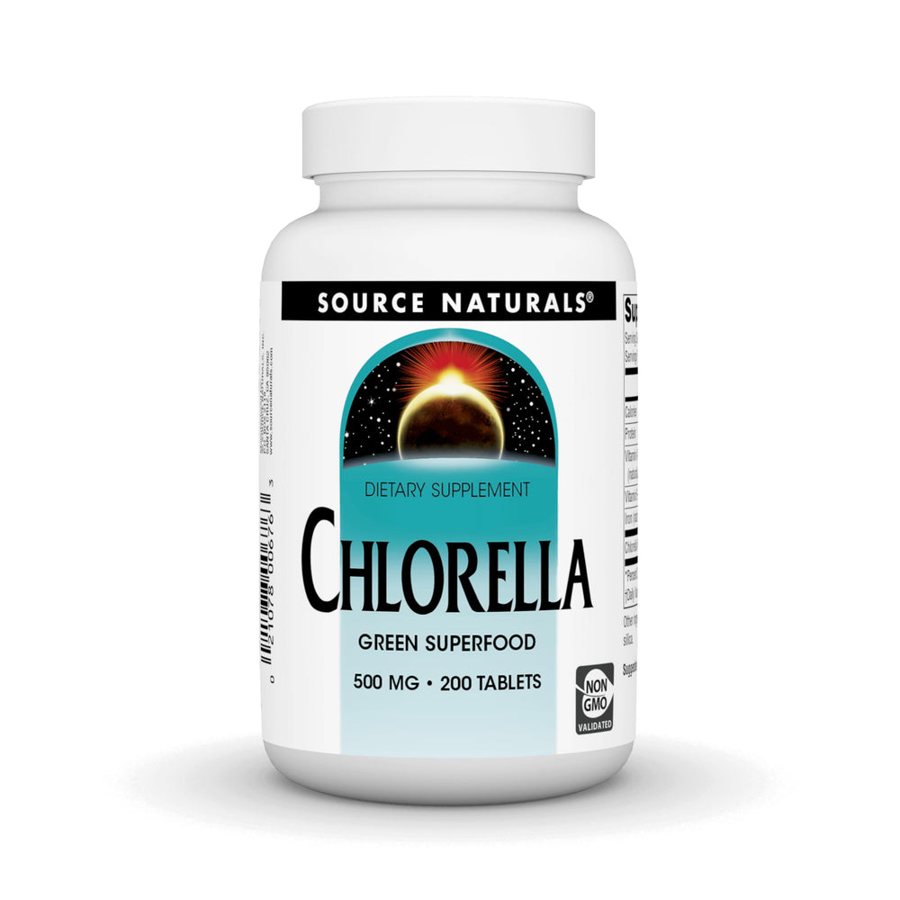 Bottle of Source Naturals Chlorella 500 mg Green Superfood - front view