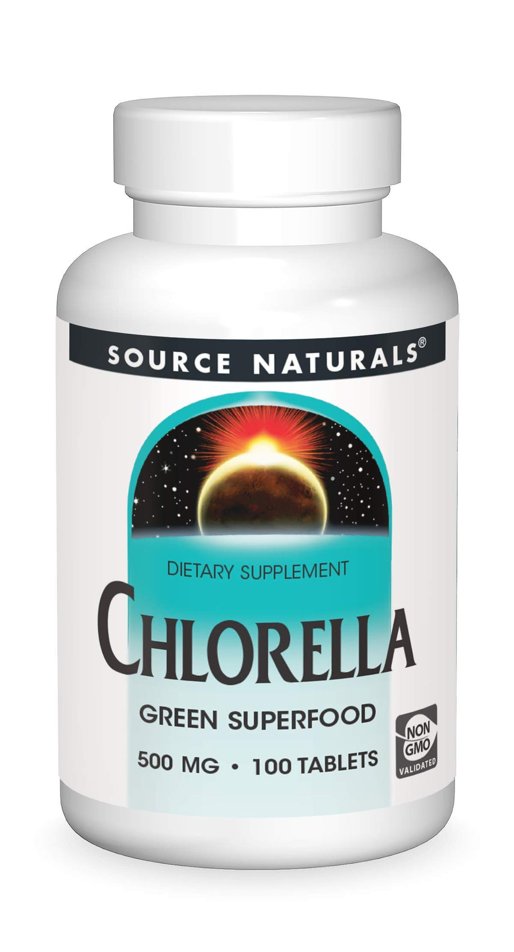 Label of Source Naturals Chlorella 500 mg Green Superfood