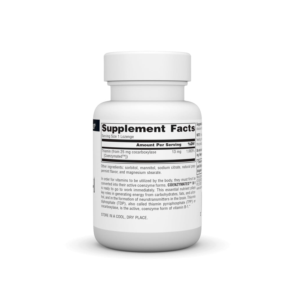 Back view of Source Naturals Coenzymated B-1 lozenges packaging