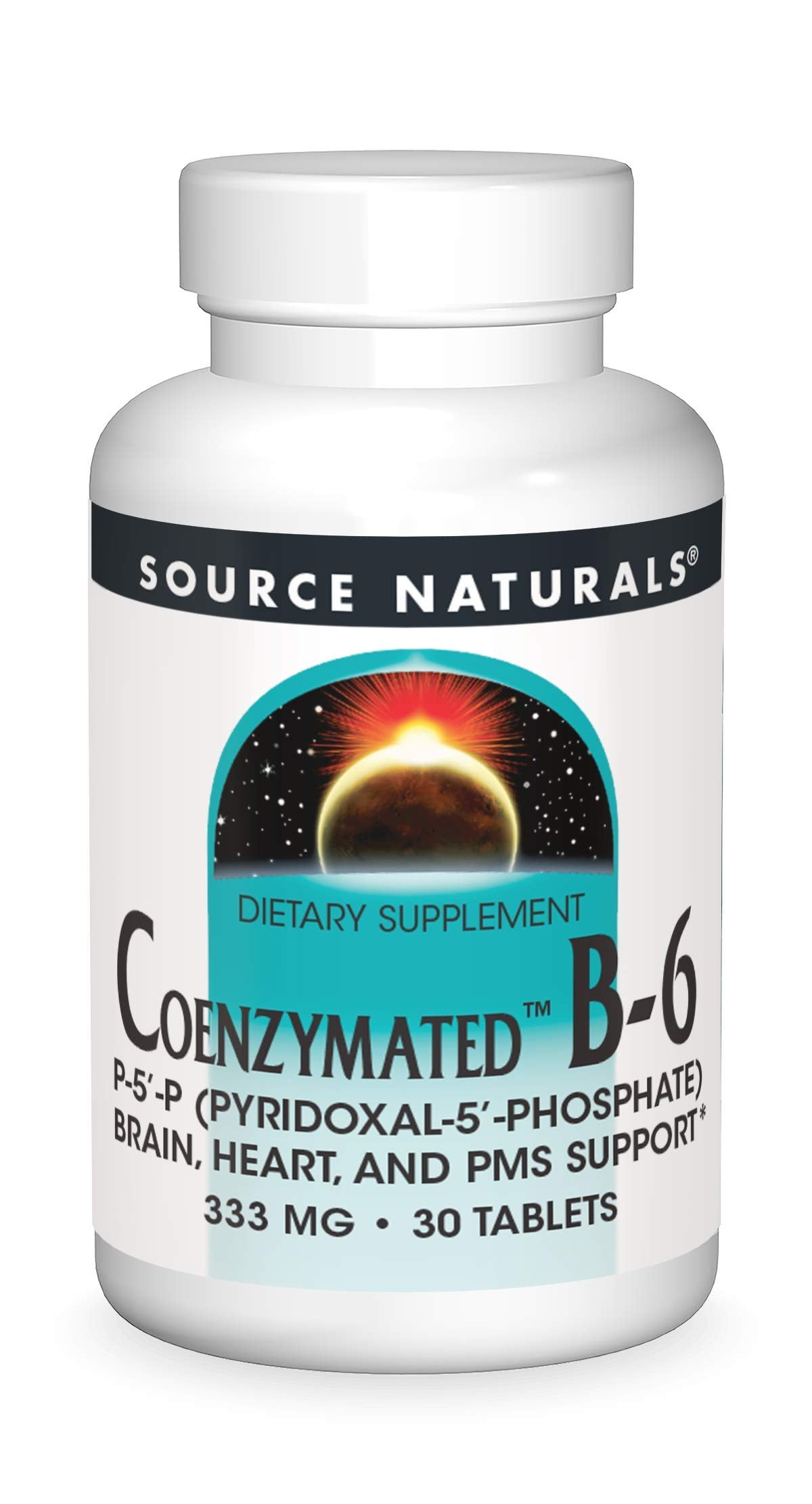 Front view of Source Naturals Coenzymated B-6 30 tablets bottle