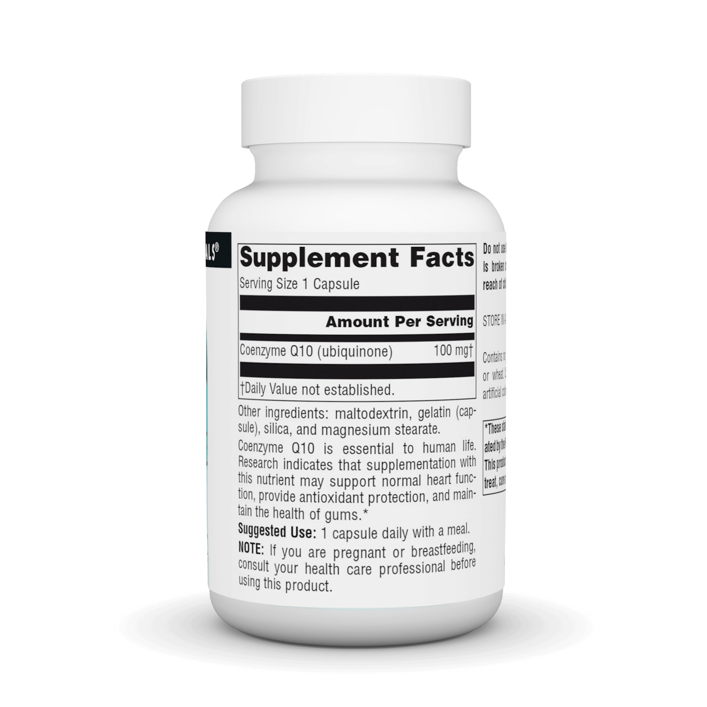 Close-up of CoQ10 100 mg capsules