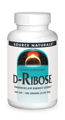 Front view of Source Naturals D-Ribose 100 g powder container