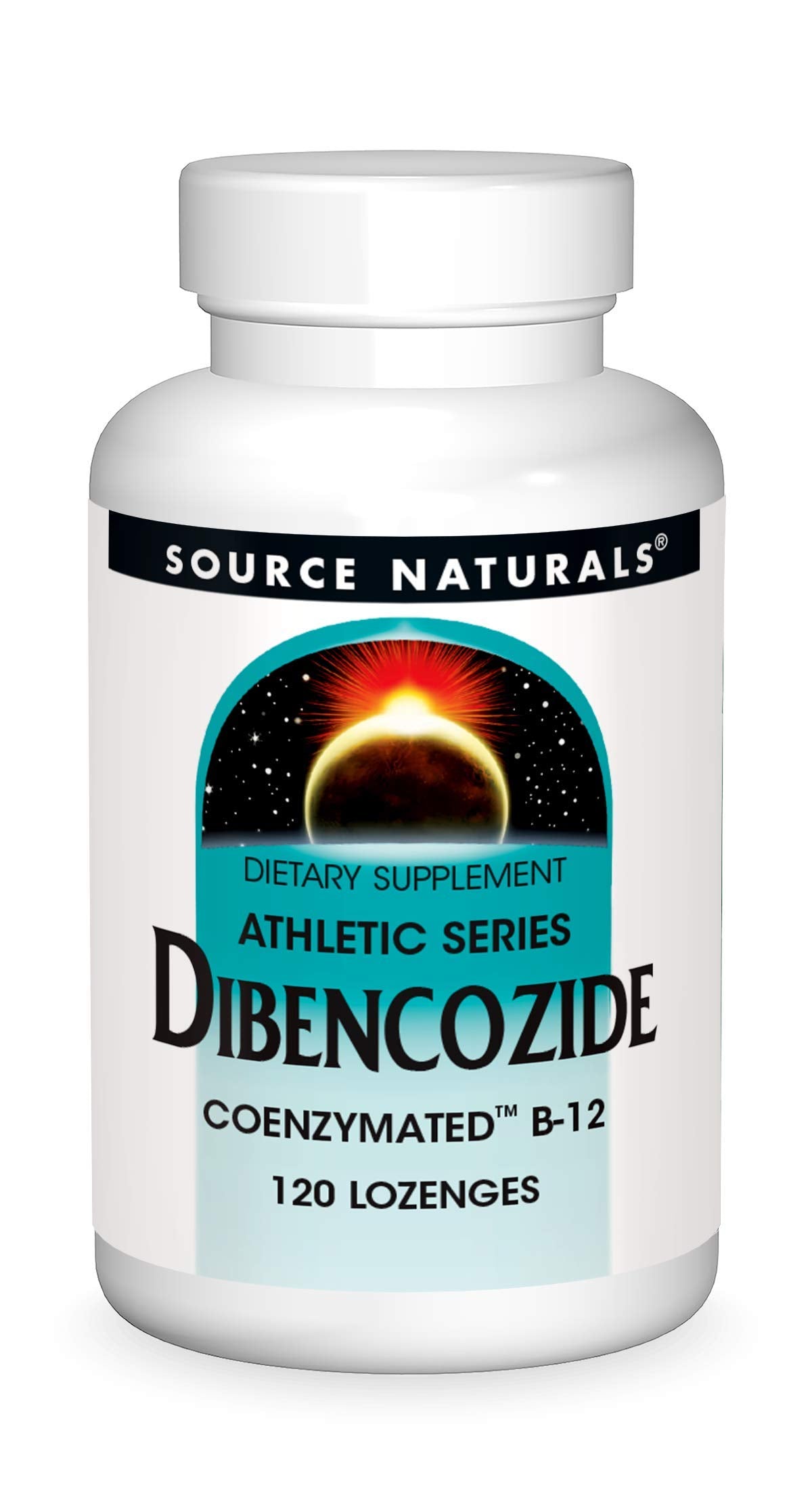 Front view of Source Naturals Dibencozide Coenzymated B-12 120 Lozenges package