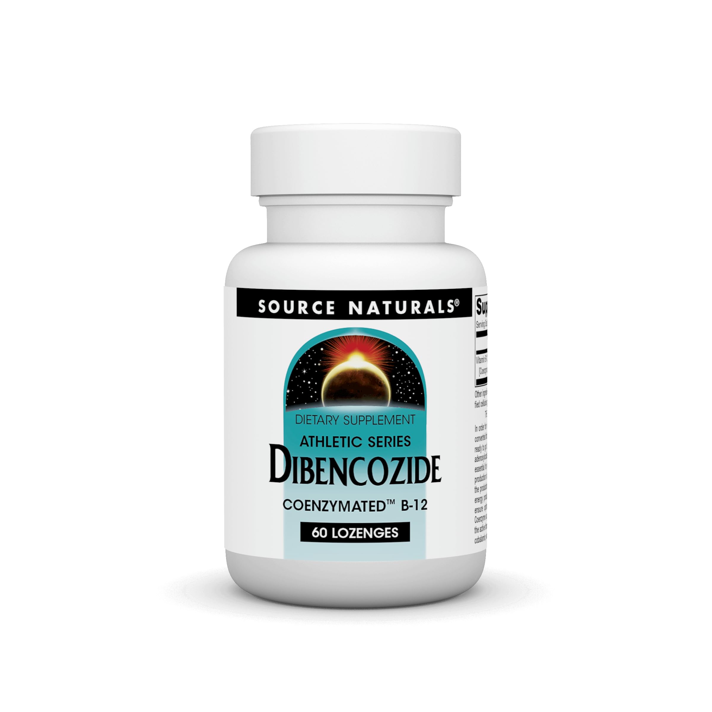 Bottle label for Source Naturals Dibencozide Coenzyme B-12 Athletic Series
