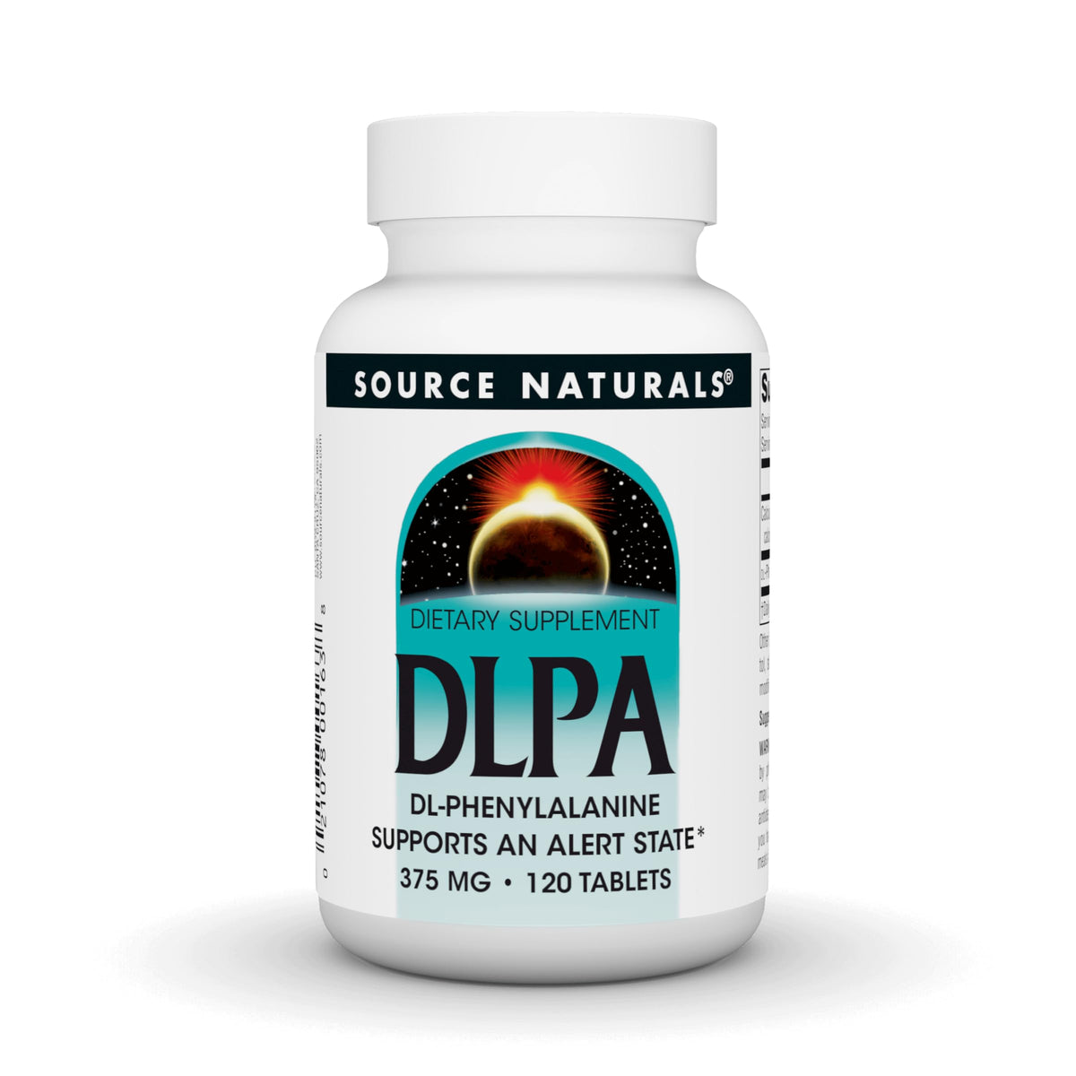 Source Naturals DLPA 375 mg bottle with 120 tablets
