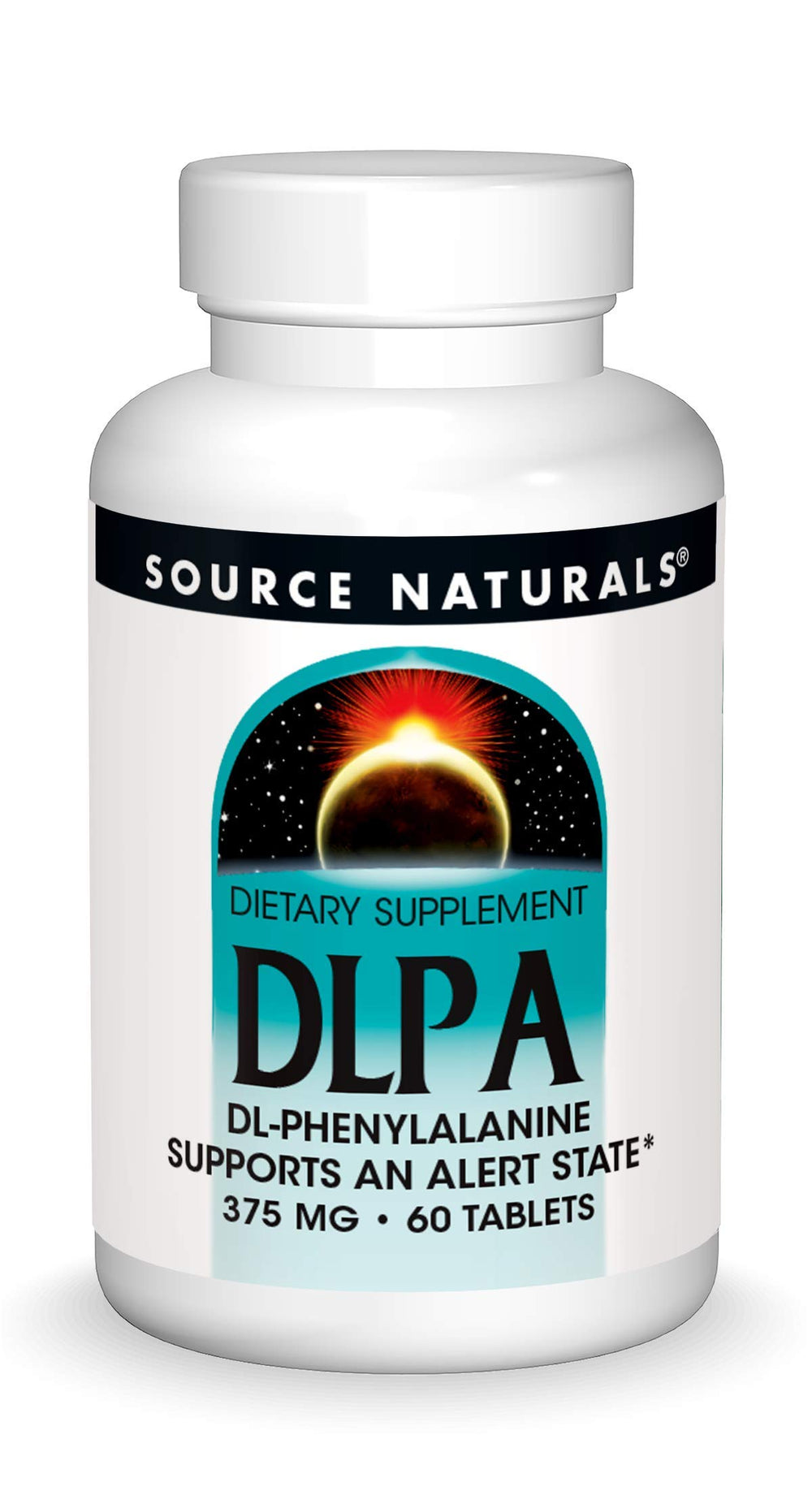 Source Naturals DLPA 375 mg DL-Phenylalanine tablets front label