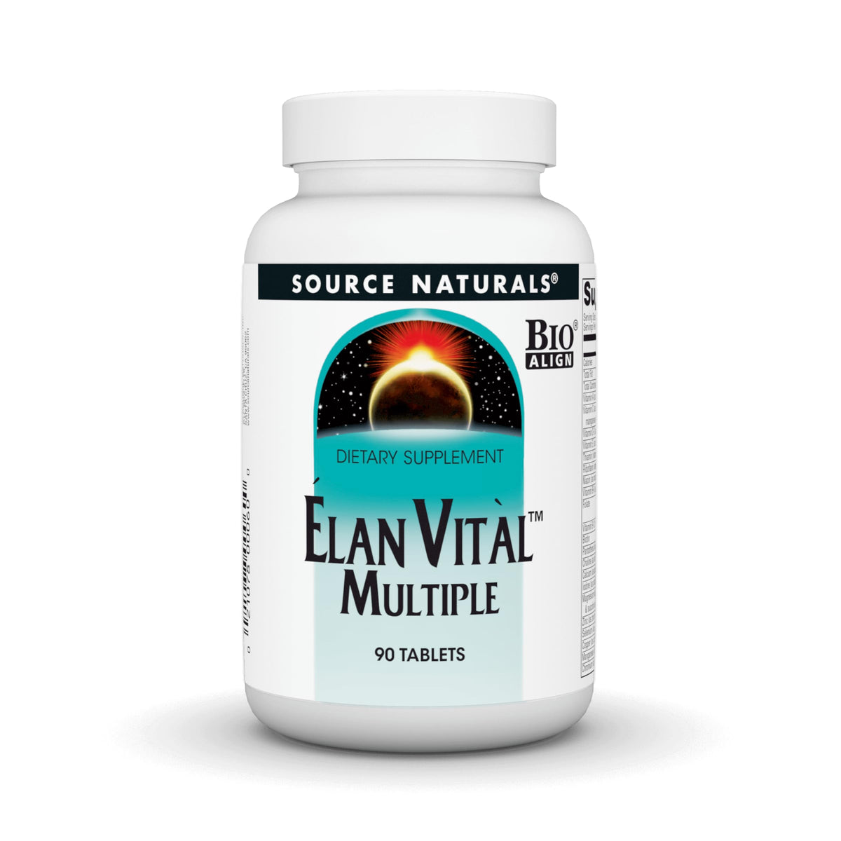 Bottle of Source Naturals Elan Vital Multiple with 90 tablets