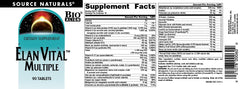 Nutrition and ingredients graphic for Elan Vital Multiple
