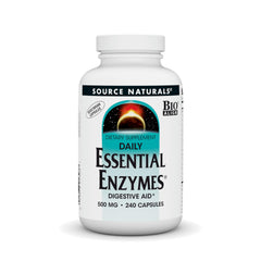 Front view of Source Naturals Essential Enzymes bottle in vegetarian capsules