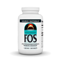 Bottle of Source Naturals FOS 1000 mg with 200 tablets