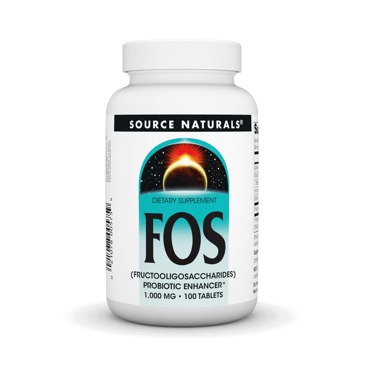 Source Naturals FOS 1000 mg bottle with label