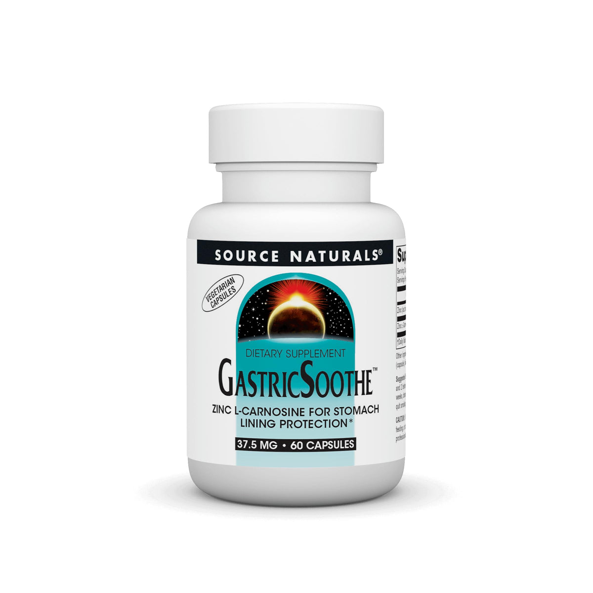 Bottle of Source Naturals GastricSoothe Zinc L-Carnosine 60 Veggie Caps