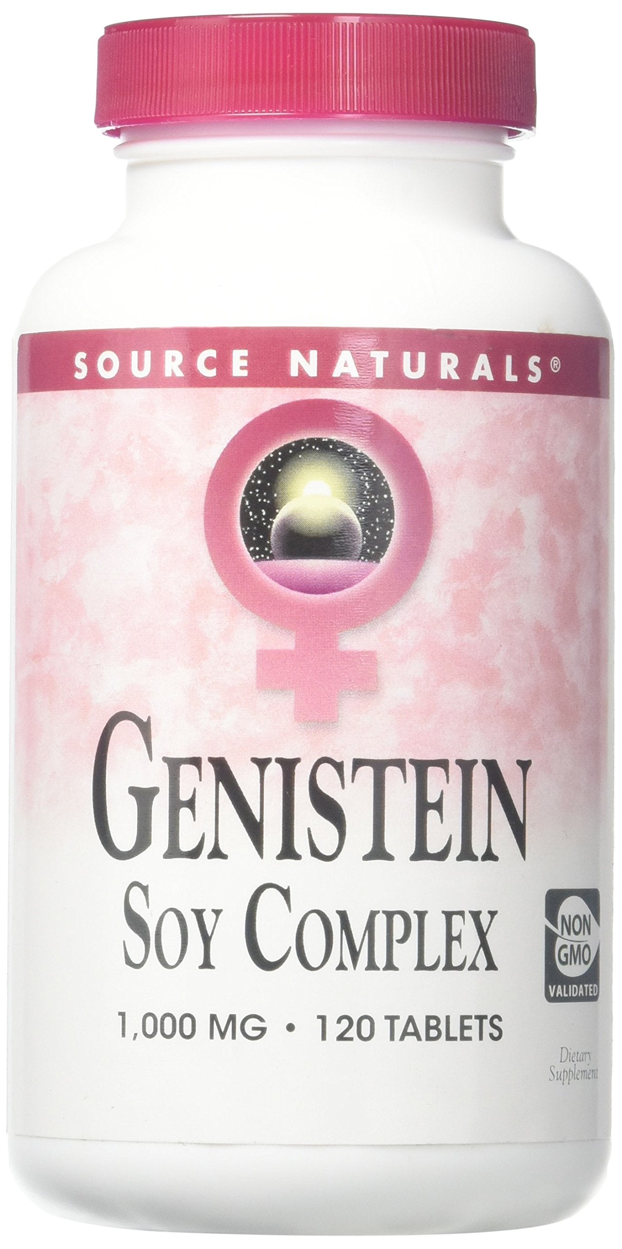 Label showing soy isoflavones and vegetarian-friendly product