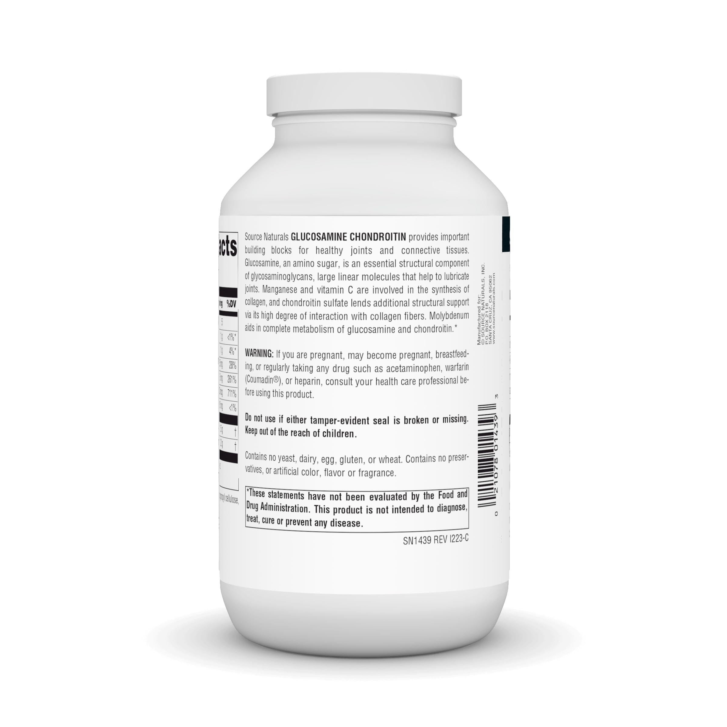 Bottle packaging of Source Naturals Glucosamine Chondroitin