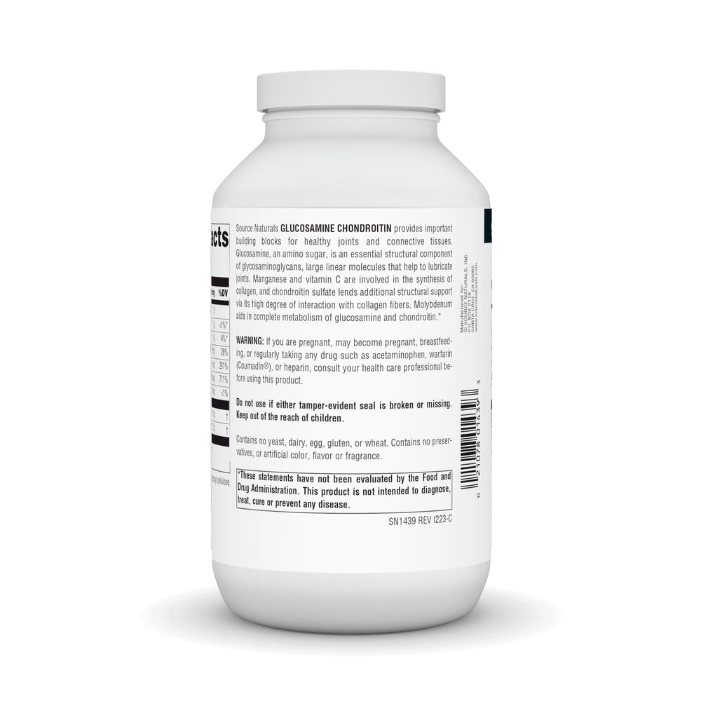 Bottle packaging of Source Naturals Glucosamine Chondroitin